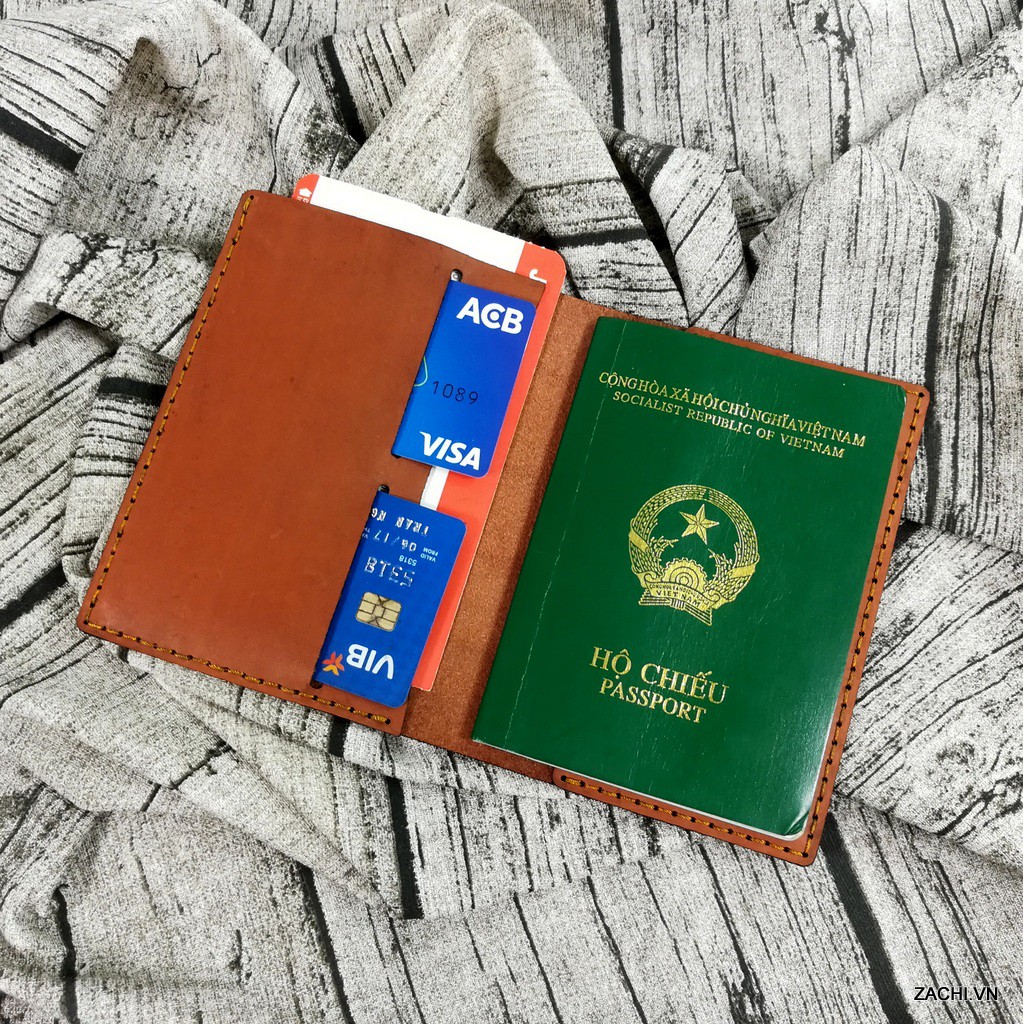 Ví đựng passport da bò, bao da đựng hộ chiếu da thật 100% - Zachi PP921