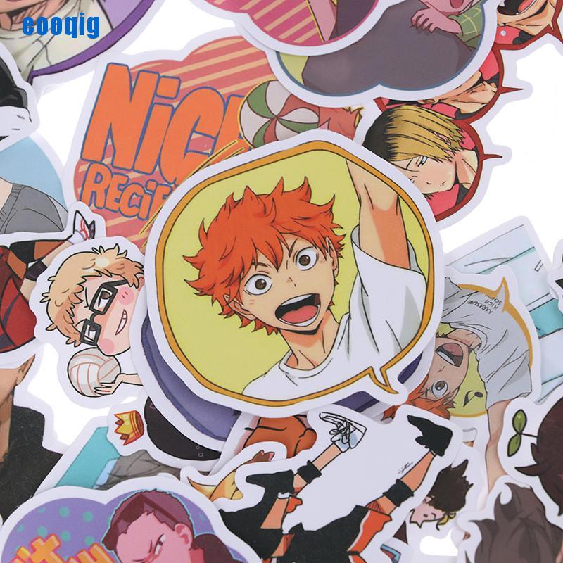 Bộ 50 Miếng Dán Pvc Chống Thấm Nước Hình Anime Haikyuu