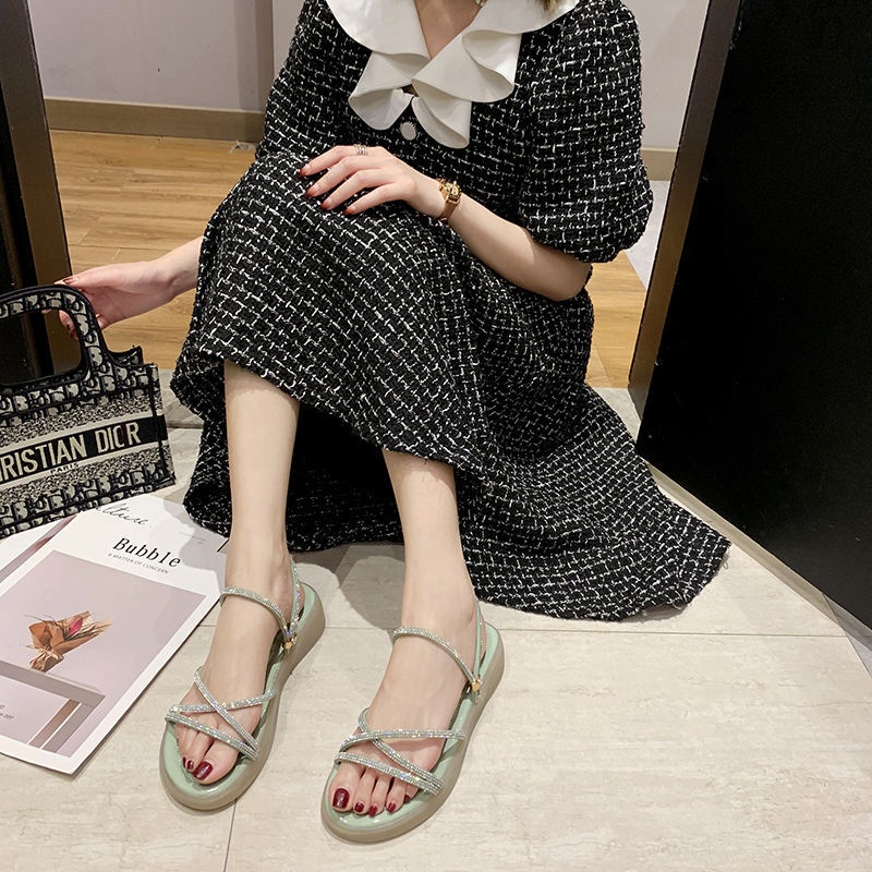 Dép Sandal Đế Xuồng Đính Ngọc Trai Thời Trang Mùa Hè Mới Cho Nữ