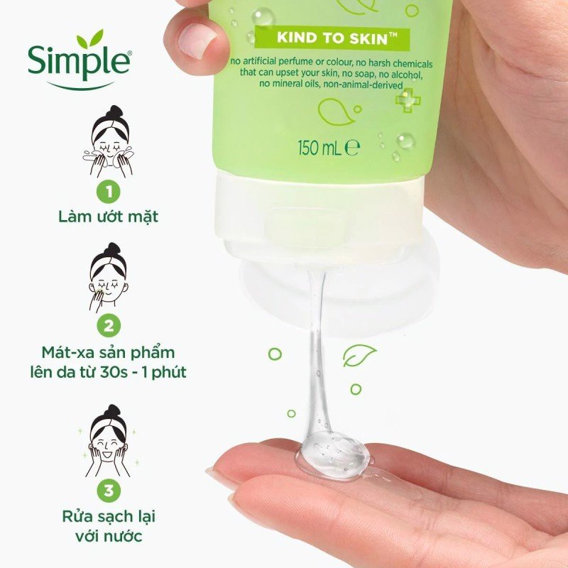 Gel Rửa Mặt Dịu Nhẹ, Dành Cho Da Nhạy Cảm Simple Kind To Skin Refreshing Facial Wash 150ml