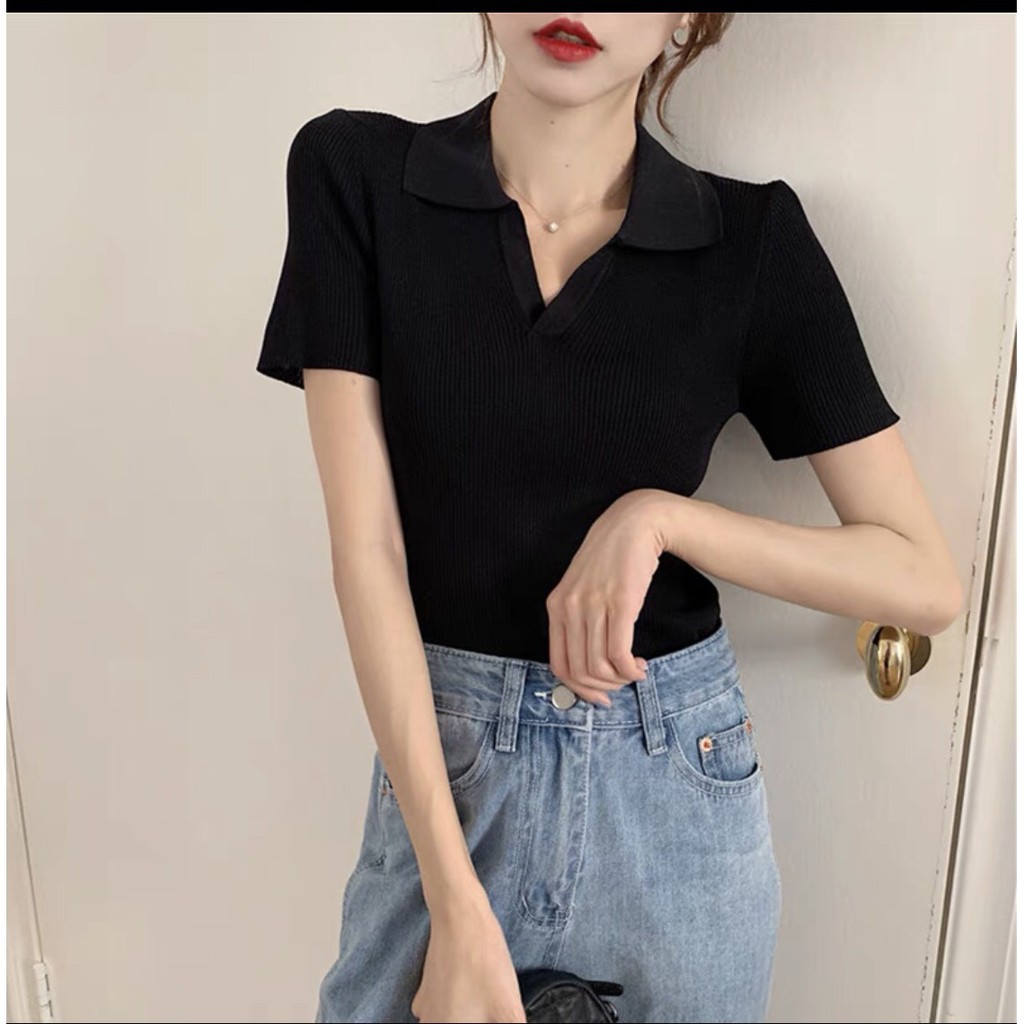 - Áo thun crotop kiểu ôm, áo phông crotop tay ngắn có cổ phong cách Hàn Quốc thời trang DYN’S HOUSE - A656 | BigBuy360 - bigbuy360.vn