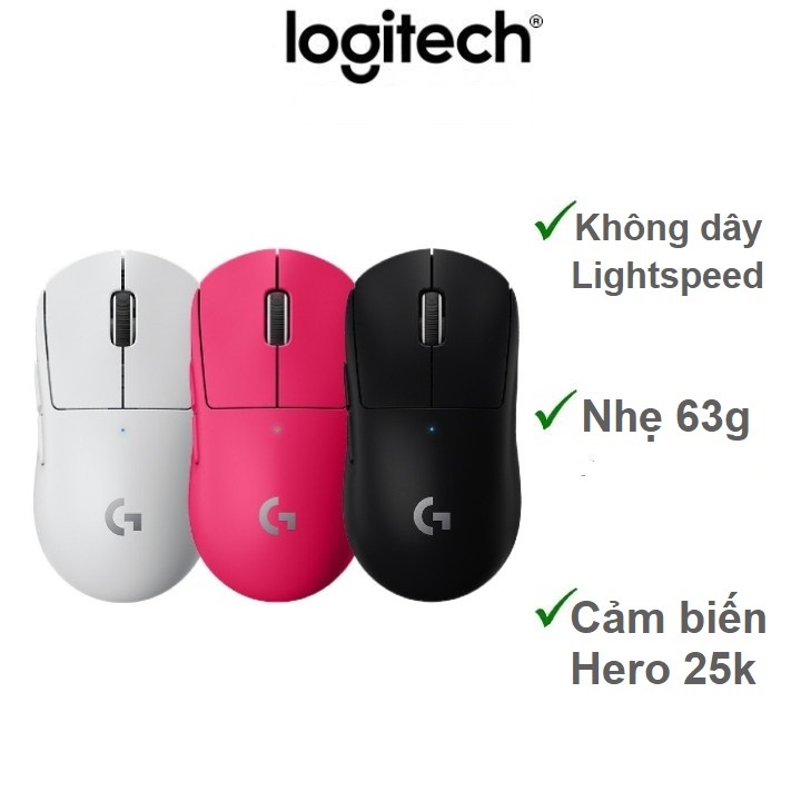 Chuột gaming không dây Logitech G Pro X Superlight - Siêu nhẹ, 5 nút lập trình, pin lâu