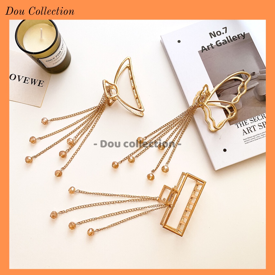 [Nowship2h] Kẹp Tóc Càng Cua Nữ Đẹp Hình Học &amp; Bướm Phối Tua Rua Phong Cách Hàn Quốc - Mã KT014
