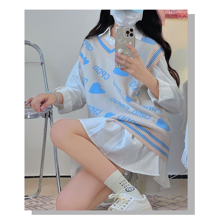 Áo len không tay cổ chữ v thời trang trẻ trung cho nữ