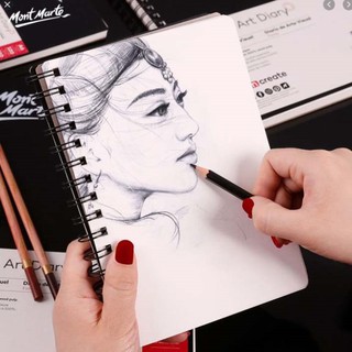 SỔ SKETCH MONT MARTE SIZE A5/A4/A3 - VISUAL ART DAIRY (BÌA NHỰA, 60 TỜ, GIẤY 110 GSM)