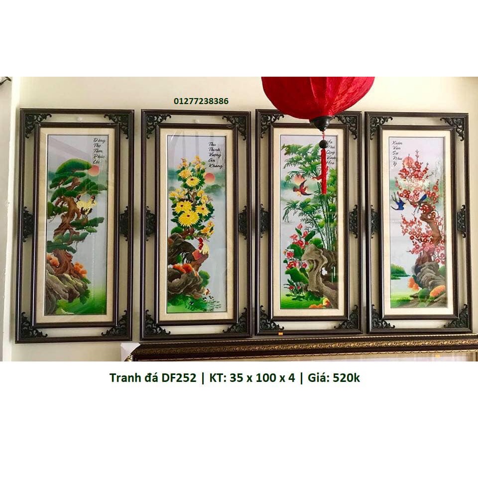 Tranh đính đá tứ quý xuân hạ thu đông. Tranh gắn đá chưa làm.