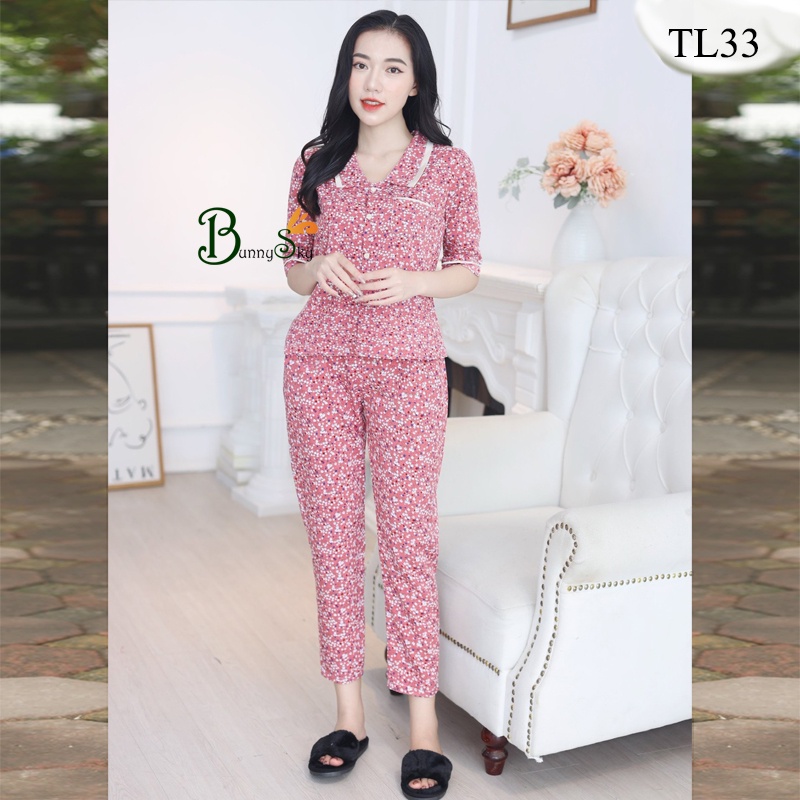[Bunnysky] QUẦN ÁO NỮ, QUẦN ÁO MẶC NHÀ, ĐỒ BỘ NỮ, ĐỒ BỘ MẶC NHÀ 5 KHUY VẢI LỤA HÀNG HOT