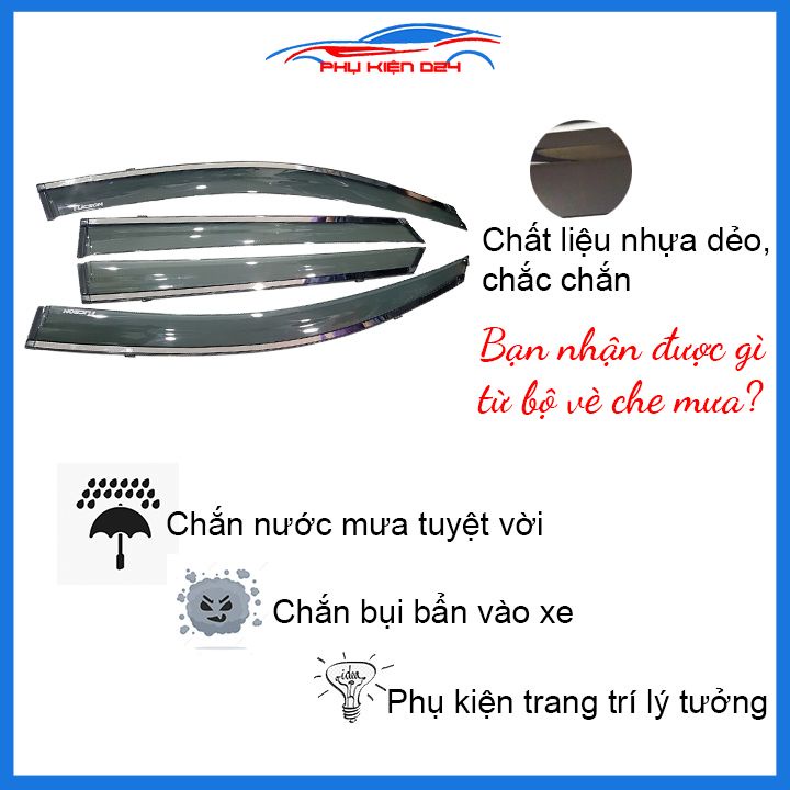 Vè mưa Tucson 2016-2017-2018-2019-2020 vè chỉ mạ che mưa bảo vệ xe