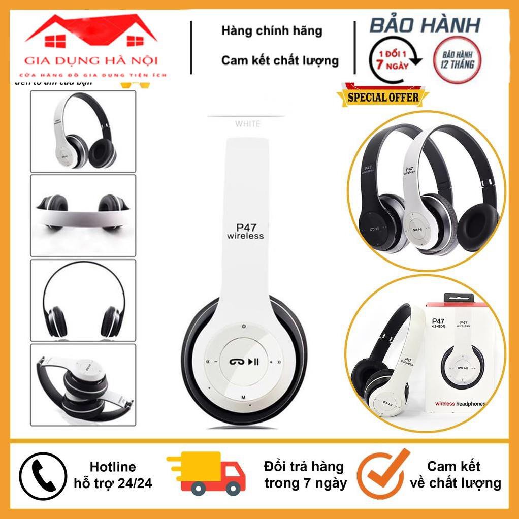 [FREESHIP 50K] Tai Nghe Bluetooth Chụp Tai Không Dây P47 Có Khe Cắm Thẻ Nhớ, Âm Thanh Hay, Bass Rõ, Bảo Hành 6 Tháng