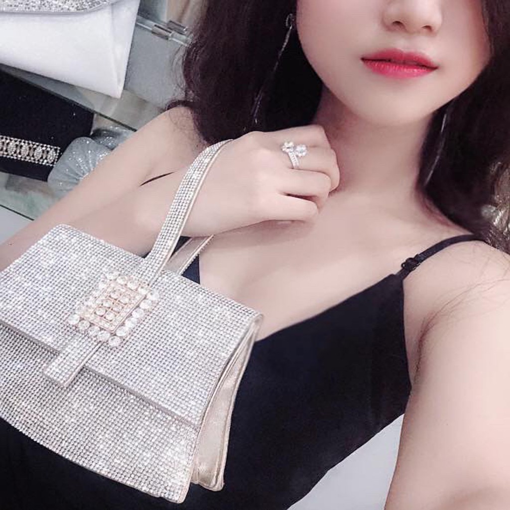 Túi Xách Nữ 💥 SANG CHẢNH 💥 Túi Đính Đá Dự Tiệc Sang Trọng Cao Cấp - Chất Liệu Nhập Khẩu 100% - Màu Gold Siêu Yêu Thương