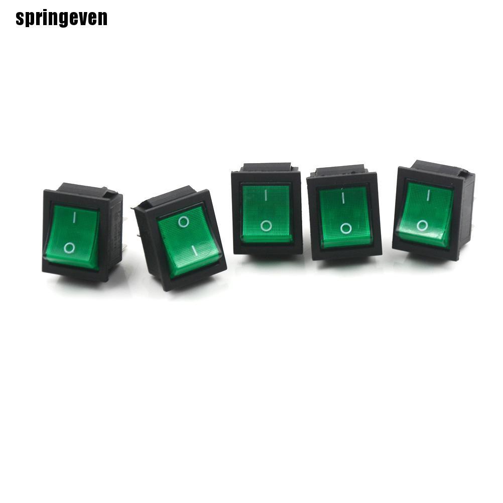 Set 5 Công Tắc Bật / Tắt 2 Vị Trí 16A / 250V KCD4-201 Màu Xanh Lá Mới