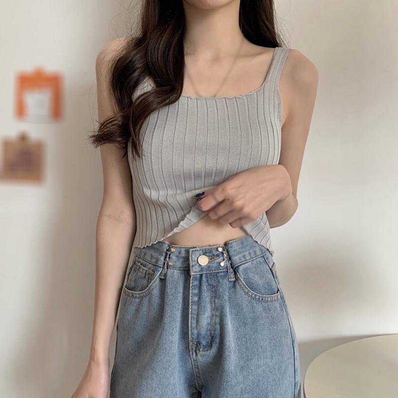 Áo Hai Dây Dệt Kim Hở Lưng Quyến Rũ Cho Nữ