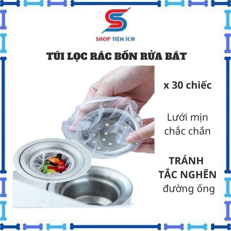 Túi lưới lọc rác cho bồn rửa bát, set 30c