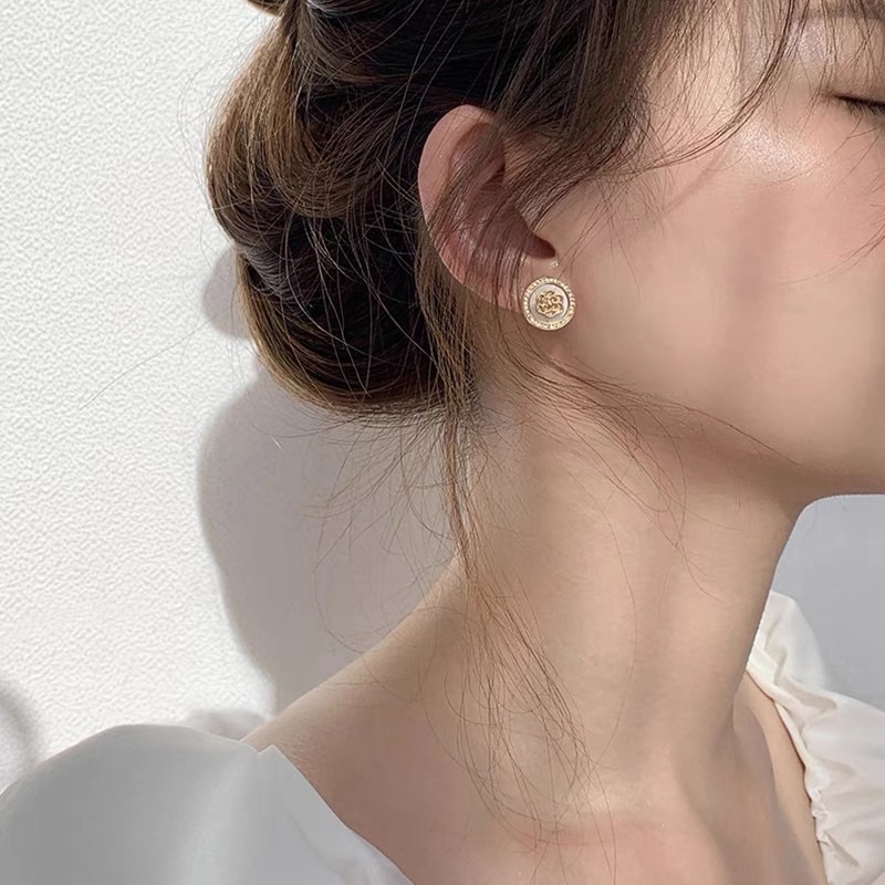 Bông tai vintage xi mạ chuôi mạ đính đá ngọc trai nhân tạo cô dâu dự tiệc