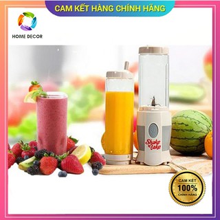 Máy xay sinh tố 2 cốc Shake, Máy xay cầm tay đa năng 2 cối xay kèm vòi hút tiện dụng-HOME DECOR
