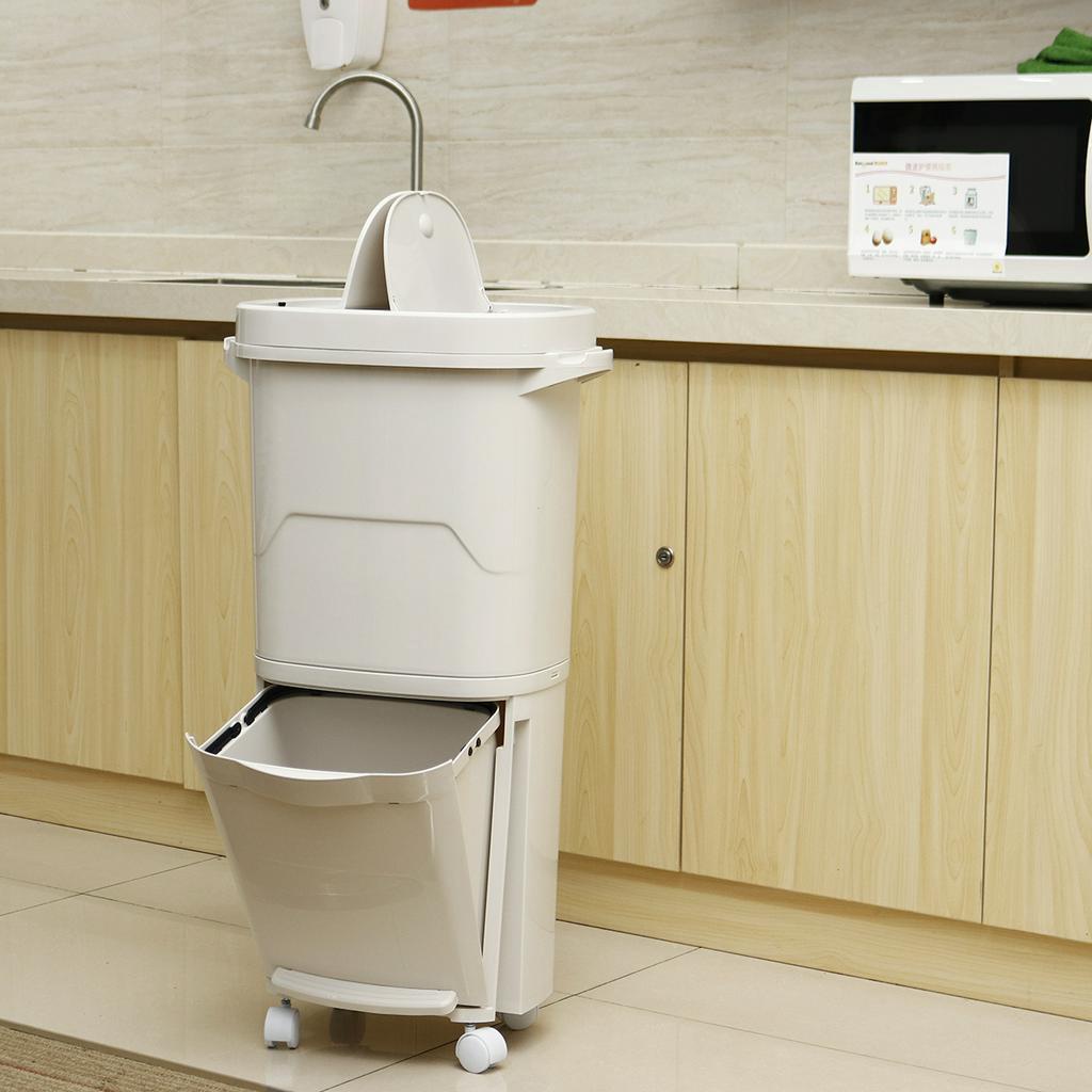 Thùng Đựng Rác 2 Tầng Sức Chứa Lớn 38 / 45l Có Bánh Xe Tiện Dụng Cho Gia Đình