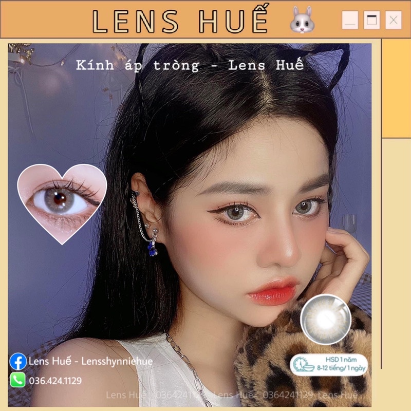 ✨(HÀNG CÓ CẬN) Lens GRAY xám tây Hàn Quốc giãn tròng nhẹ siêu xinh ❤ - kính áp tròng ( Lens Huế )