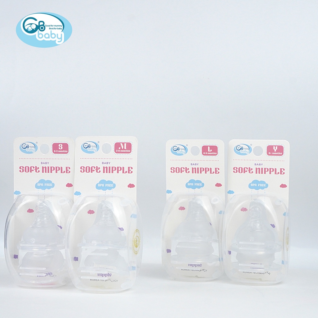 Núm ty silicon chia tia cổ rộng GB-Baby cho bé