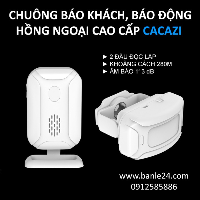 Chuông báo khách, báo động hồng ngoại không dây Cacazi