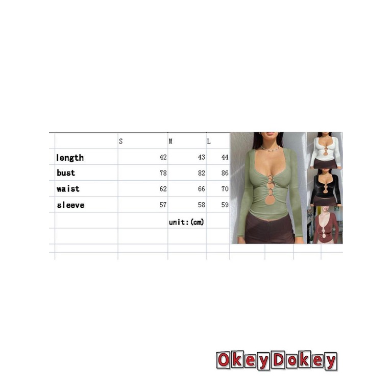 Áo Crop Top Dài Tay Khoét Lỗ Gợi Cảm Cho Nữ OKDK-y2k