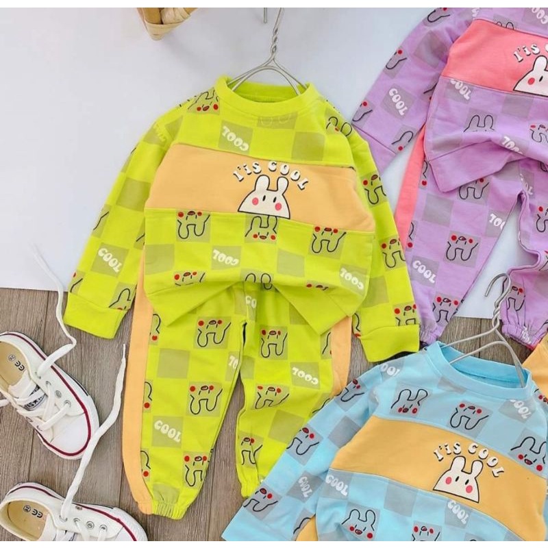 Bộ Nỉ Da Cá Bé Trai Bé Gái Họa Tiết Gấu Cute Chất Đẹp Dày Dặn