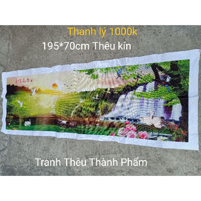 (Đã thêu) Tranh thêu thành phẩm phong cảnh thiên nhiên giao hoà