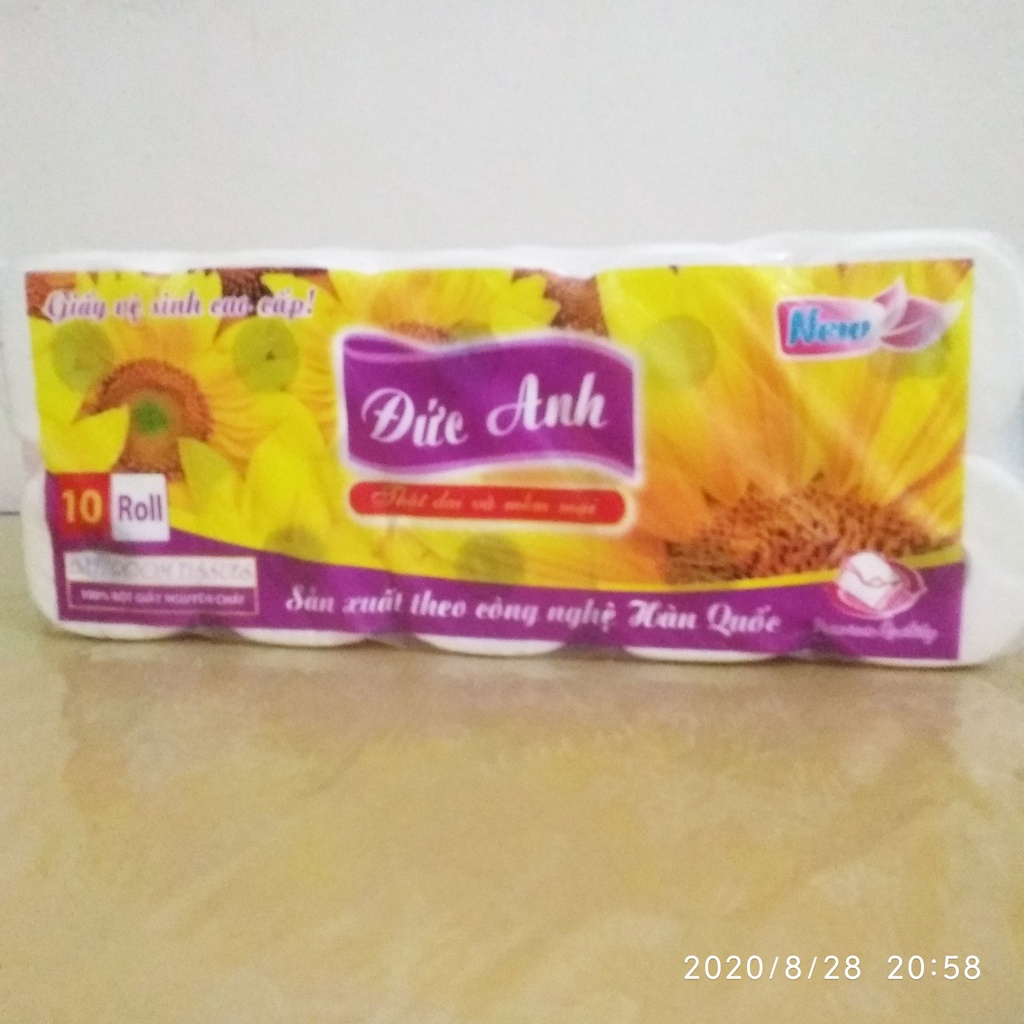 Giấy vệ sinh có lõi 10 cuộn - 3 lớp Đức Anh (Hoa hướng dương)