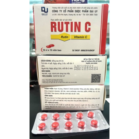 RUTIN - C đại uy rau má hỗ trợ điều tri viêm loét miệng, xuất huyết, chảy máu, trĩ ngoại trĩ nội