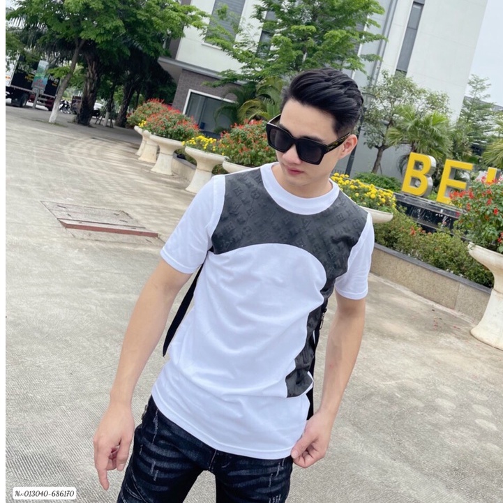 Áo Phông Nam Nữ Lv . Áo Thun Lv Phối Dây Họa Tiết Lv Dập Nổi Chất Cotton Mát Mịn Siêu Đẹp DT STORE MENWEAR