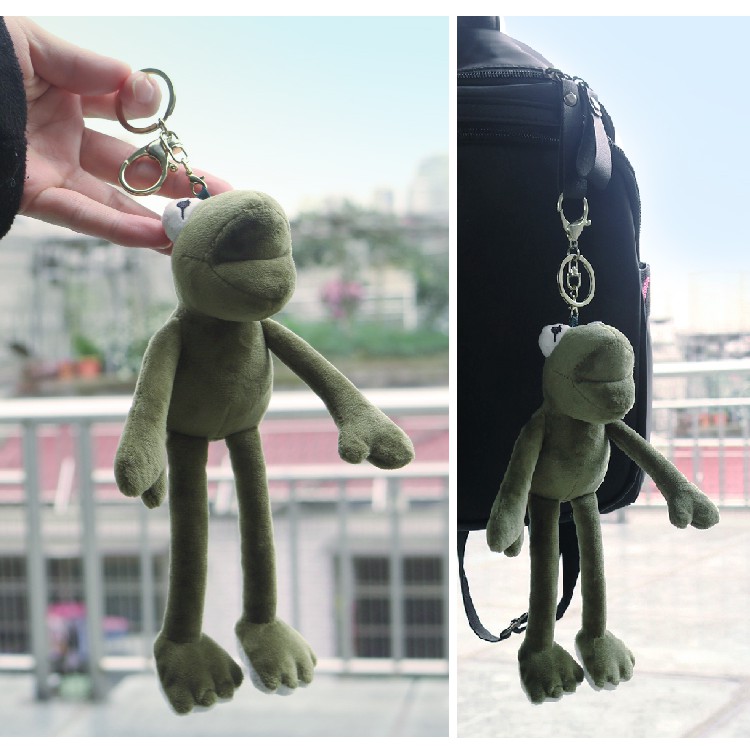 Móc chìa khóa gắn hình chú ếch nhồi bông