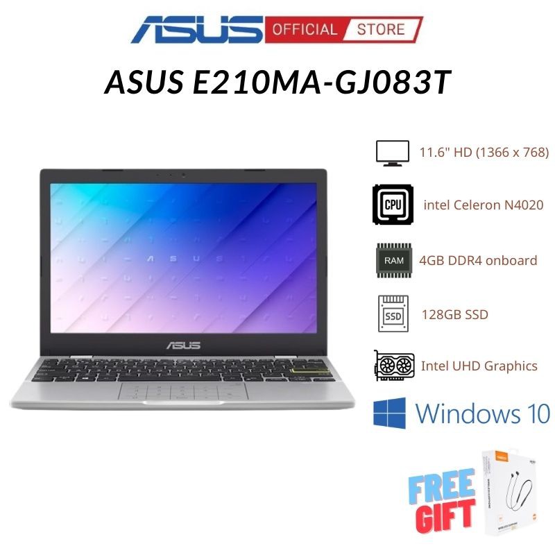 Laptop Asus E210MA-GJ083T (N4020 | 4GB | 128GB | Intel UHD | 11.6 inch HD | Win 10 | Xanh)