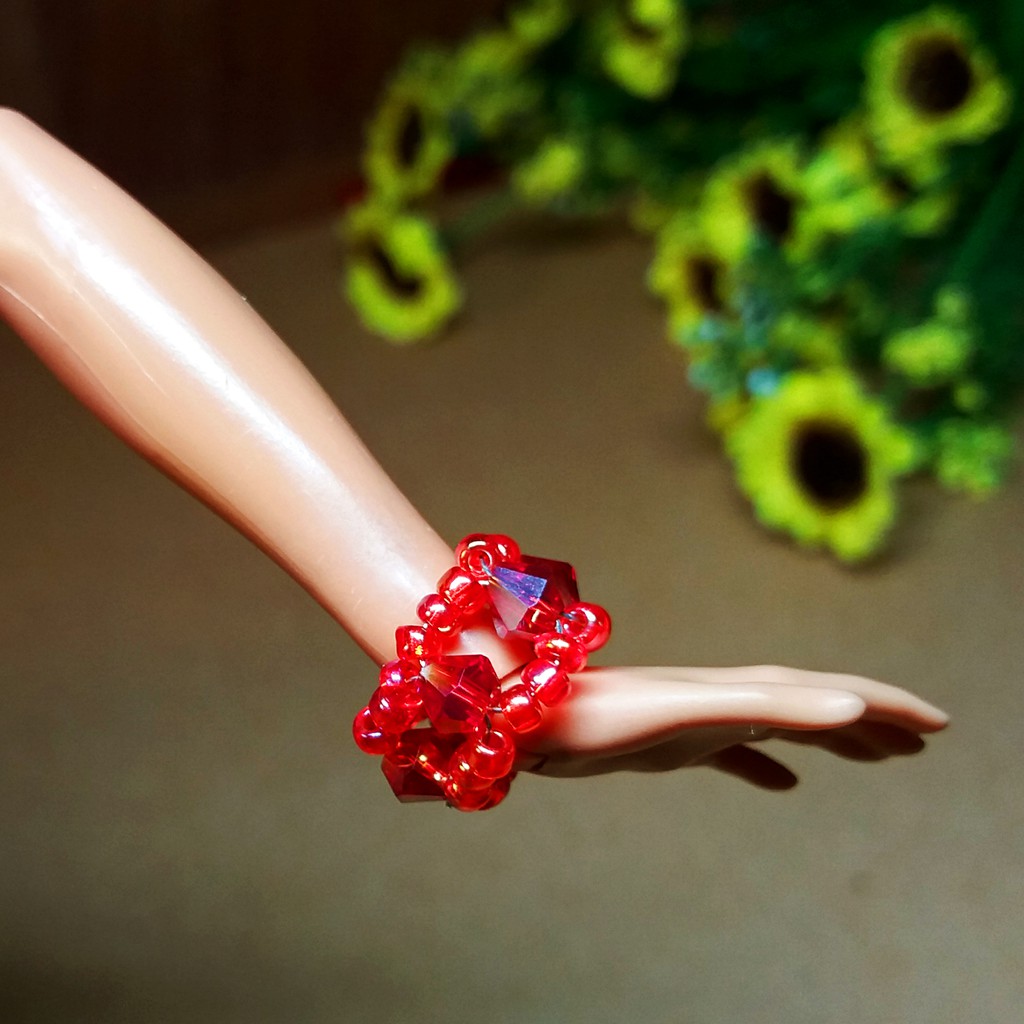 Vòng cổ, Hoa Tai, Vòng tay Búp bê Handmade - Bộ Trang Sức Búp Bê Barbie bằng Pha lê Lấp lánh