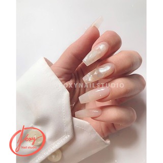 [Nailbox Phong Thủy] bộ móng giả đá ngọc trai tinh khiết - dùng được nhiều lần (làm theo size móng khách)