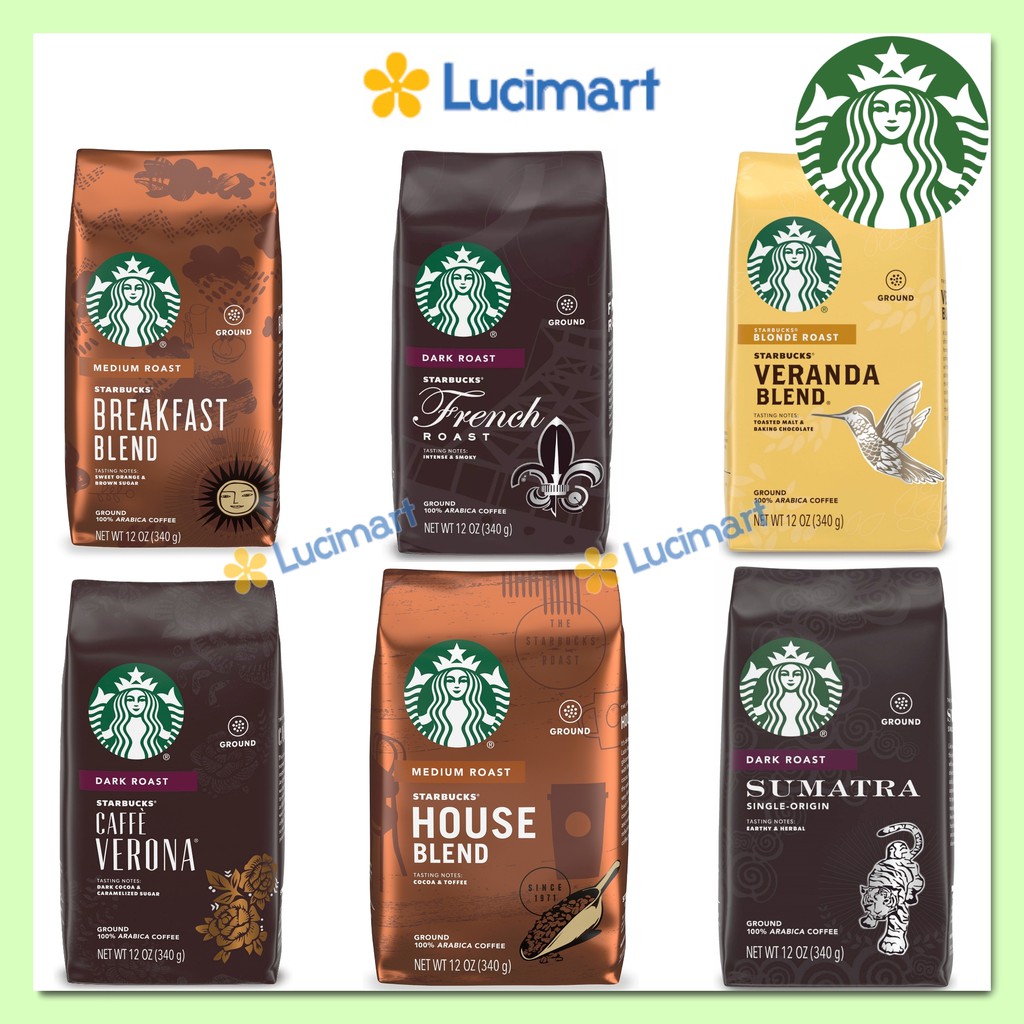 Cà phê Starbucks rang xay sẵn 100% Arabica Coffee gói 340g [Hàng Mỹ]