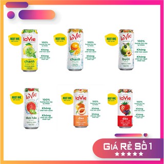 Combo 6 lon nước uống có ga vị trái cây Lavie Sparkling mix 6 vị