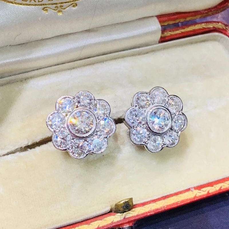 Đôi khuyên tai hình hoa đính đá xinh xắn thời trang cho nữ