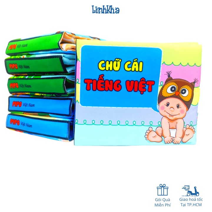 Sách Vải Cho Bé, Song Ngữ Kích Thích Đa Giác Quan- Cỡ Trung Cơ Bản 16 Chủ Đề - PipoVietnam