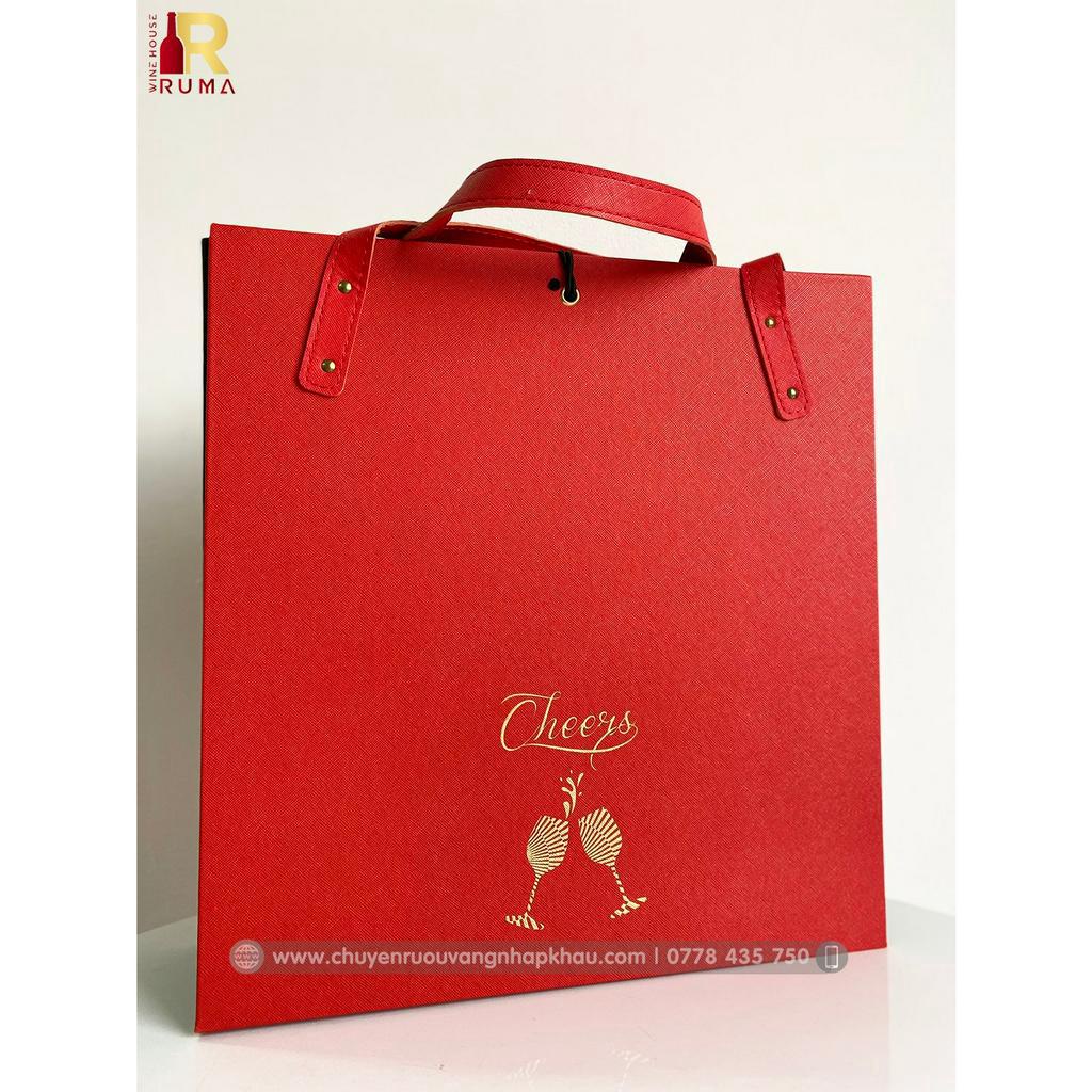 Set quà tặng 2 chai Vang Pháp Chevalier - Hộp da Pu kèm ly vang