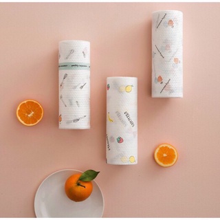 Cuộn giấy lau nhà bếp đa năng màu trắng siêu dai 50 tờ tái sử dụng được nhiều lần thấm hút tốt