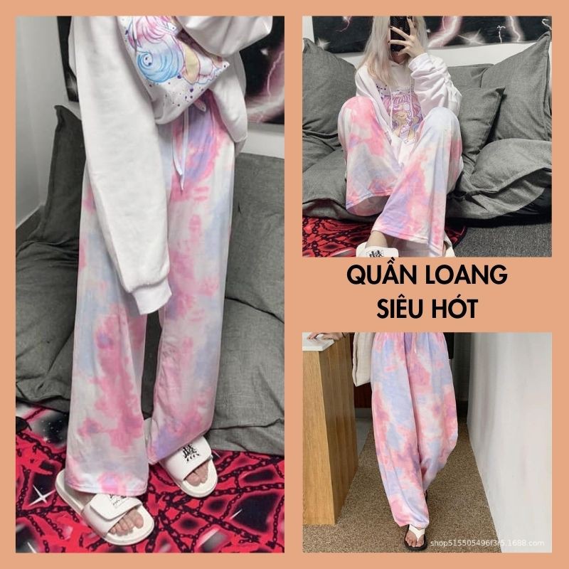 Quần loang bò sữa quân ống rộng loang cạp chun lưng cao ống rộng hàn quốc ulzzang TT1989
