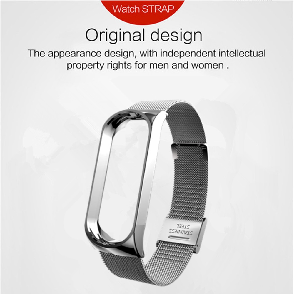 Dây đeo đồng hồ thông minh bằng kim loại dành cho Xiaomi Mi Band 3 4 5 M5