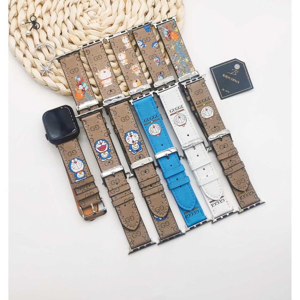 Dây Da Họa Tiết Hoạt Hình Cho Đồng Hồ Apple 40mm 44mm Iwatch 6 Se 5 4 3 38mm 42mm