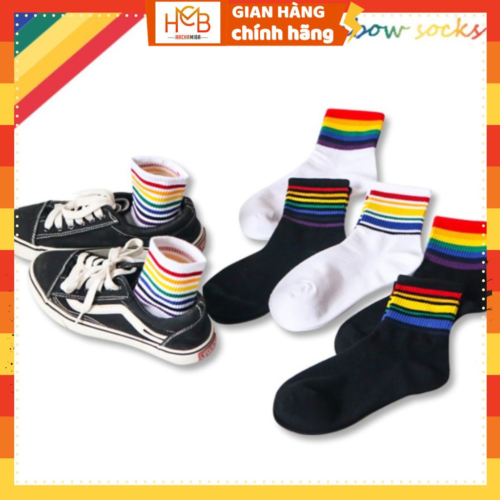 Vớ Tất Nữ Sọc Cầu Vồng Hàn Quốc