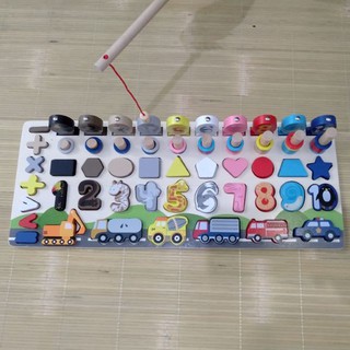 Bộ Giáo Cụ Montessori Bảng Cột Tính Học Đếm Số Và Ghép Chữ Cái Tiếng Anh In Hoa Nổi Bằng Gỗ ( Ảnh Thật)