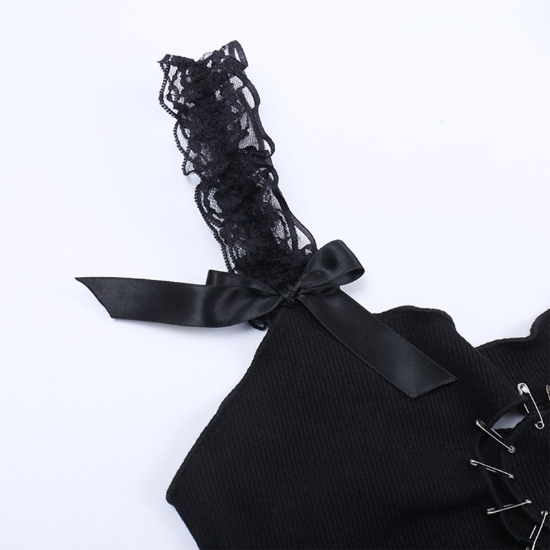 Áo Croptop Hai Dây Phối Ren Phong Cách Quyến Rũ Dành Cho Nữ