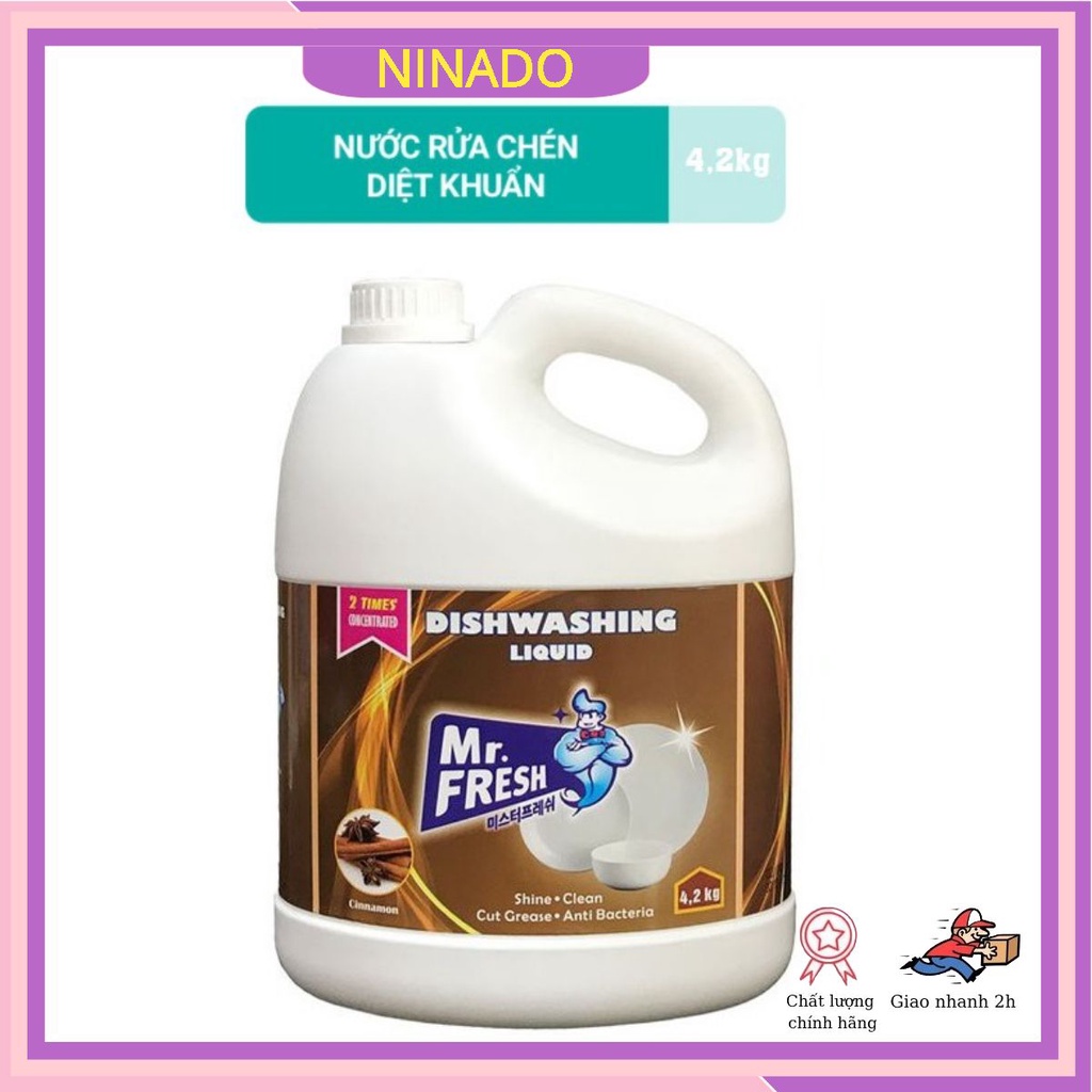 Nước rửa chén bát Mr.Fresh 4.2 kg Hương Quế diệt khuẩn mềm mại da tay