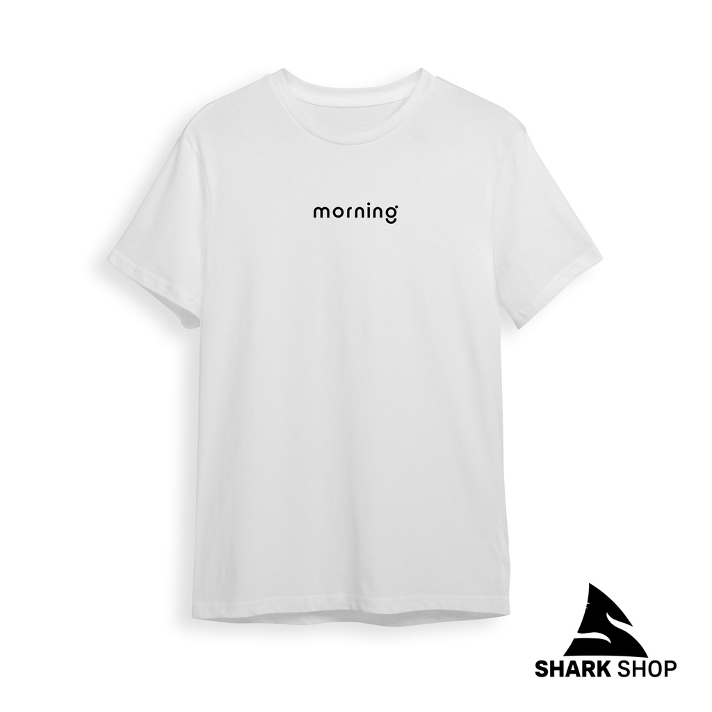 Áo Phông Basic Cotton họa tiết MORNING |SHARK SHOP| Nam Nữ Unisex Tay Lỡ Form Rộng Dày Cổ Tròn