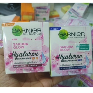 Exp 2026💯BỘ Kem💯Ngày và Đêm dưỡng trắng da Garnier Sakura White Thái Lan