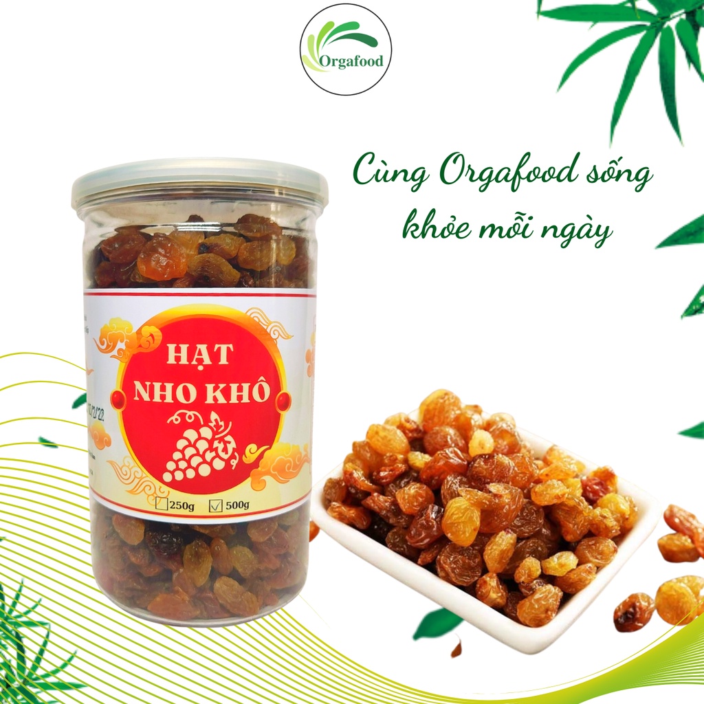 Nho khô không đường Orgafood sấy mọng Chua ngọt tự nhiên 500g - Da đẹp sáng mịn - Nhập khẩu Mỹ