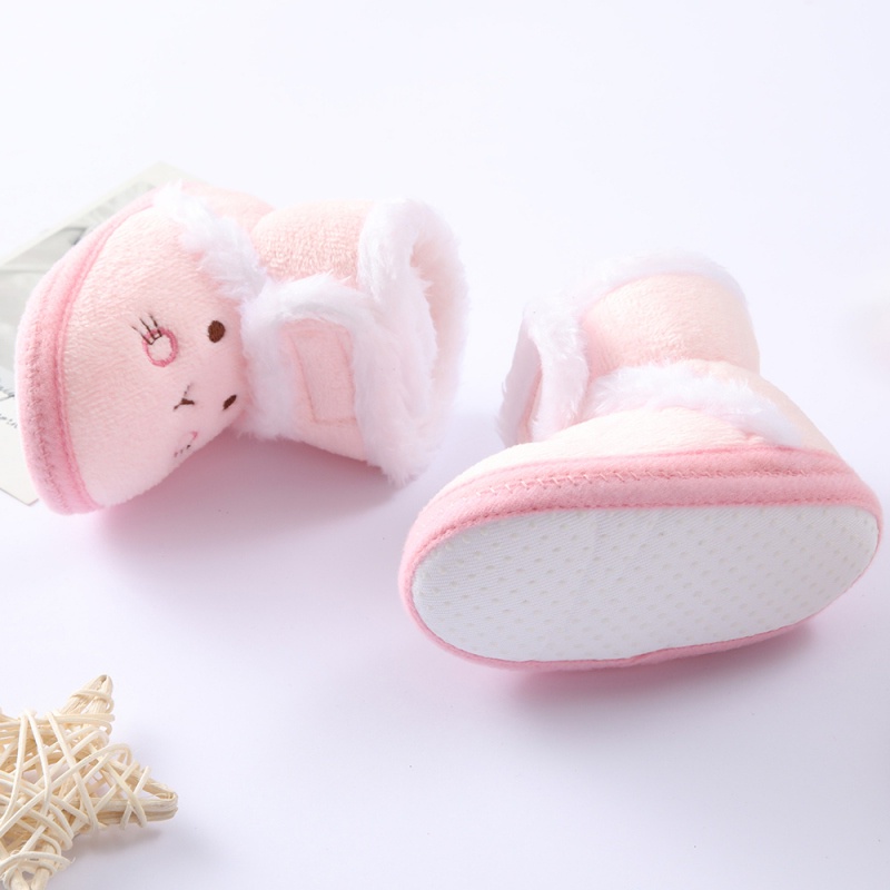 Giày Bốt Lót Bông Đế Mềm Cho Bé Gái Sơ Sinh